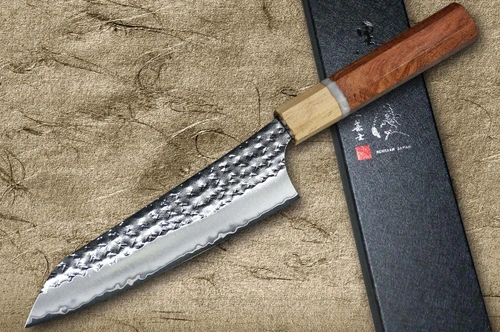Yu Kurosaki R2(SG2) Hammered SENKO-EI WA KR8MP Japanese Chef's Bunka Knife 150mm with Karin Lump Wood with Maple Ferrule 