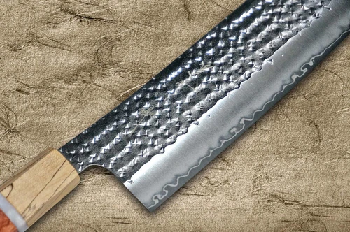 Yu Kurosaki R2(SG2) Hammered SENKO-EI WA KR8MP Japanese Chef's Nakiri(Vegetable) 165mm with Karin Lump Wood with Maple Ferrule 