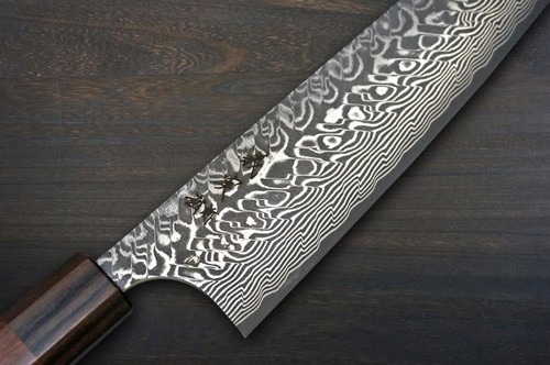 Yoshimi Kato R2 Black Damascus Japanese Chef's Kengata-Gyuto Knife