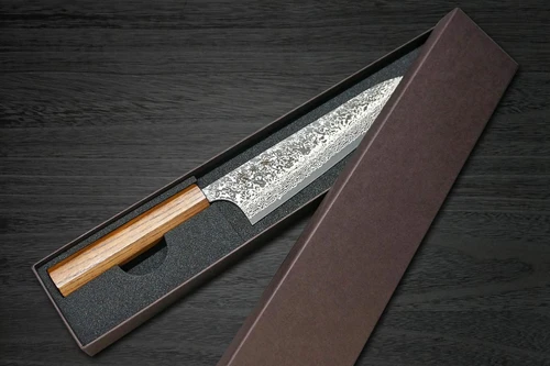 Yoshimi Kato 63 Layer VG10 Black Damascus EJ8B Japanese Chef's Gyuto Knife 210mm with Black Urushi Lacquered Enju Handle 