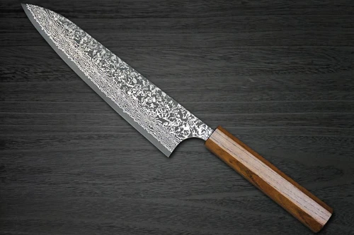 Yoshimi Kato 63 Layer VG10 Black Damascus EJ8B Japanese Chef's Gyuto Knife 240mm with Black Urushi Lacquered Enju Handle 
