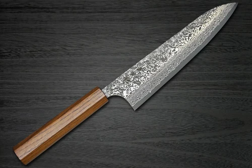 Yoshimi Kato 63 Layer VG10 Black Damascus EJ8B Japanese Chef's Gyuto Knife 240mm with Black Urushi Lacquered Enju Handle 