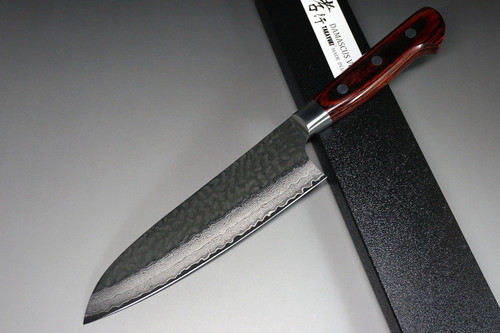 Sakai Takayuki 33-Layer VG10 Damascus Hammered Japanese Chefs Santoku Knife 180mm