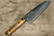 Takeshi Saji VG10 Mirror Hammered Damascus DHM Japanese Chefs Santoku Knife 180mm with Brown Antler Handle