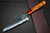 Yoshimi Kato Aogami Super Clad Kurouchi KR8R Japanese Chef's Santoku Knife 170mm with Red-Ring Karin Lump Handle 