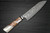 Yoshimi Kato R2 Black Damascus REWOK Japanese Chefs Santoku Knife 170mm with Metal-Ring Oak White-Resin Handle