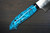 Takeshi Saji SRS13 Mirror Hammered Nomura Special Japanese Chefs Santoku Knife 180mm with Blue Turquoise Handle