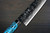 Takeshi Saji R2 Diamond Finish Damascus NNM Japanese Chef's Gyuto Knife 240mm with Blue Turquoise Handle Nomura Special 