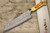 Takeshi Saji VG10W Colored Damascus Nashiji DHO Japanese Chef's Bunka Knife 180mm with Orange Antler Handle 