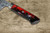 Daisuke Nishida Shirogami No.1 Damascus Japanese Chef's Gyuto Knife 170mm with Dark-Red Stabilized Burl Birch Resin Handle 