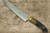 Takeshi Saji Aogami Colored Damascus DHM-NNM Japanese Chef's Gyuto Knife 180mm with Brown Antler Handle Nomura Special 