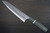 Yoshimi Kato R2 MINAMO Hammered STWA Japanese Chef's Gyuto Knife 210mm with Stabilized Hybrid Wood Handle [Light Blue - White&Black Rings] 