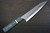 Yoshimi Kato R2 MINAMO Hammered STWA Japanese Chef's Kengata-Gyuto Knife 210mm with Stabilized Hybrid Wood Handle [Light Blue - White&Black Rings] 