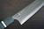 Yoshimi Kato R2 MINAMO Hammered STWA Japanese Chef's Kengata-Gyuto Knife 210mm with Stabilized Hybrid Wood Handle [Light Blue - White&Black Rings] 