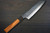 Sakai Takayuki SPG2 Damascus Hammered WA Japanese Chef's Kengata-Gyuto Knife 190mm with Black-Ring Rosewood Handle 