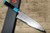 Daisuke Nishida Shirogami No.1 Damascus Japanese Chef's Gyuto Knife 210mm with Double Blue Turquoise & Ebony Handle 