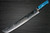 Takeshi Saji R2 Diamond Finish Damascus TCA Japanese Chef's Sakimaru-Slicer(Sujihiki) 390mm with Blue Turquoise Handle