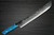 Takeshi Saji R2 Diamond Finish Damascus TCA Japanese Chef's Sakimaru-Slicer(Sujihiki) 390mm with Blue Turquoise Handle 