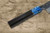Yoshimi Kato Aogami Super Kurouchi Square-Hammered Japanese Chef's Santoku Knife 170mm with Ebony Handle [Blue-White Resin Ferrule]