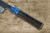 Yoshimi Kato Aogami Super Kurouchi Square-Hammered Japanese Chef's Santoku Knife 170mm with Ebony Handle [Blue-White Resin Ferrule] 