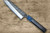 Yoshimi Kato Aogami Super Kurouchi Square-Hammered Japanese Chef's Bunka Knife 170mm with Ebony Handle [Blue-White Resin Ferrule] 