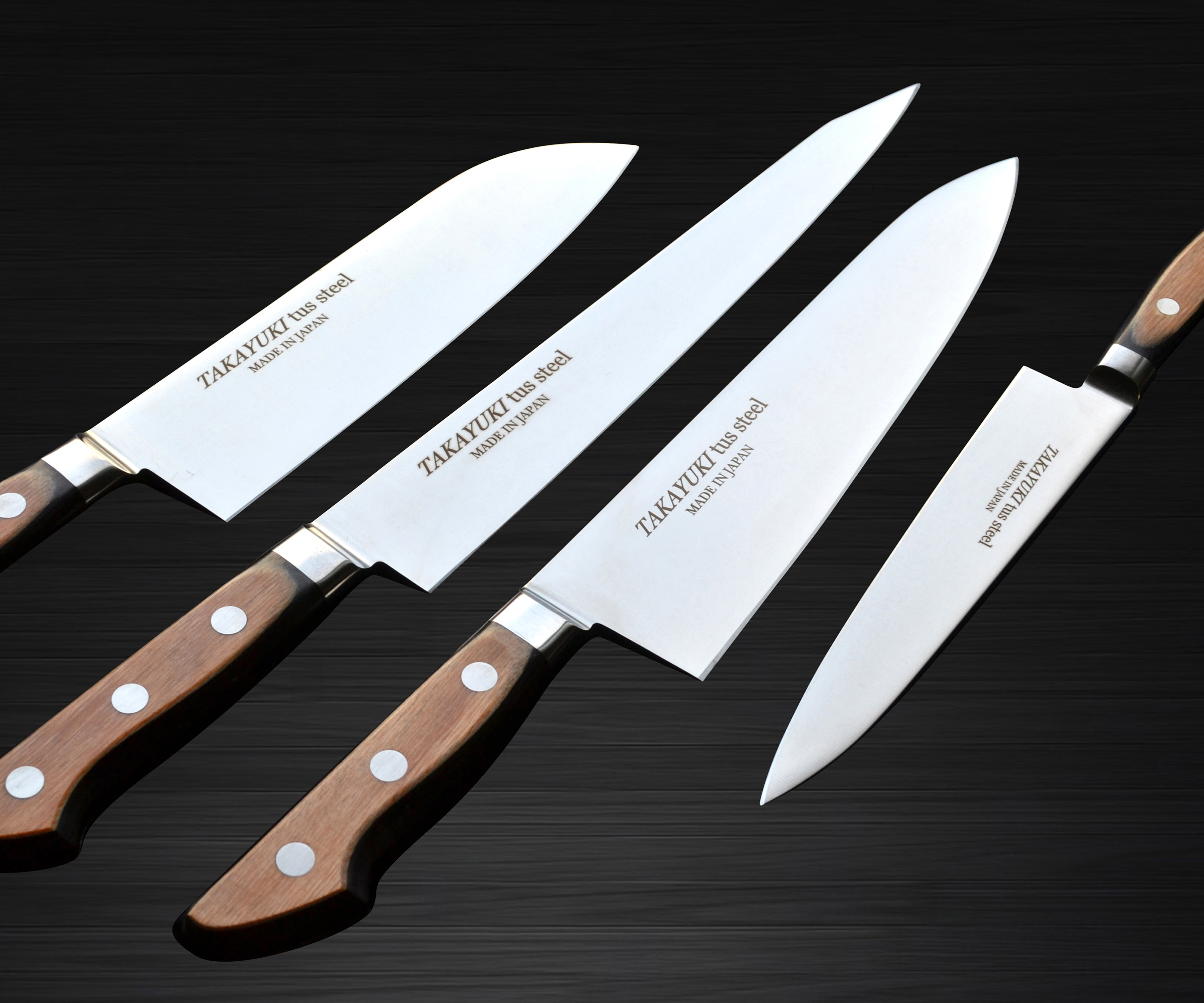 Kanetsune KC-950 DSR-1K6 Stainless Hammered Japanese Chef's Knife SET  (Gyuto180-Slicer210-Santoku-Vegetable-Petty-Mini Deba)