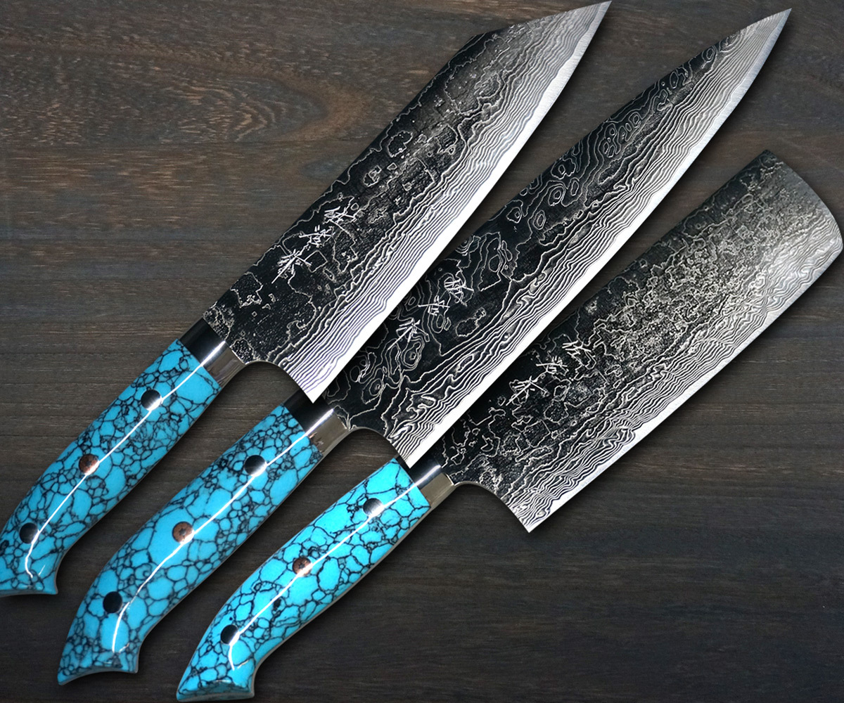 Brands - Takeshi Saji - Takeshi Saji R2 Diamond Finish Damascus NNM -  Japanese Knives Shop - Hocho Knife