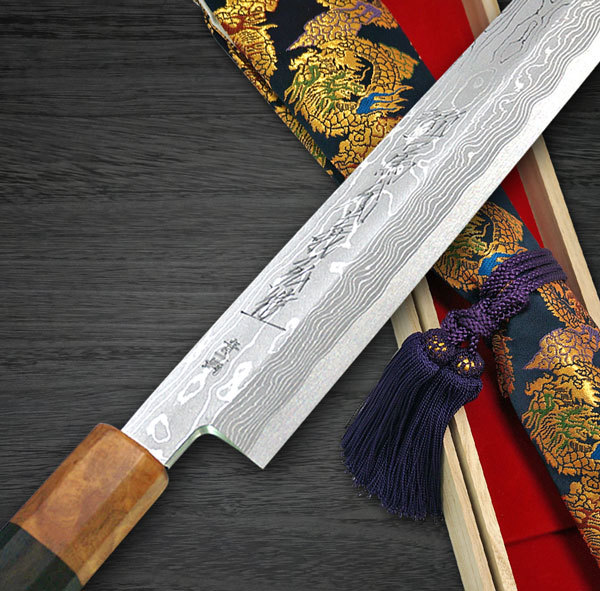 Kei Kobayashi R2 Special Finished CS Japanese Chef's Knife SET  (Gyuto210-Slicer-Santoku-Vegetable-Petty) with Red Lacquered Wood Handle