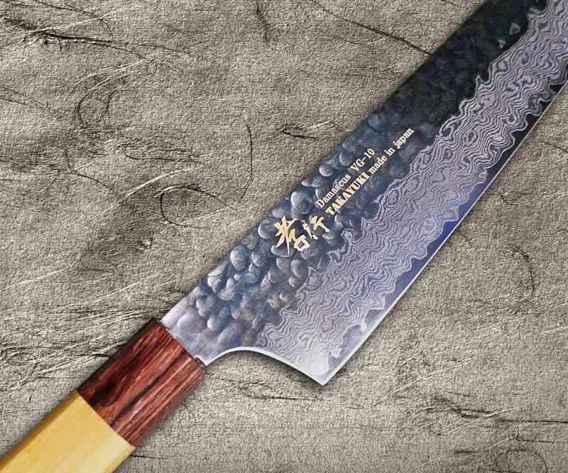 Sakai Takayuki 33-Layer VG10 Damascus Hammered WA Japanese Chef's Knife SET  (Kengata Gyuto190mm - Slicer240mm - Kengata Santoku160mm)