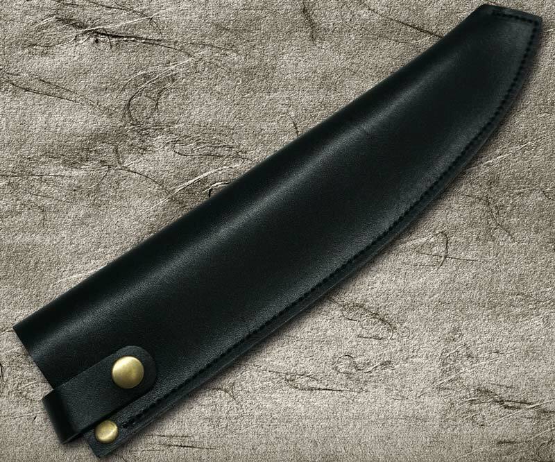 Natural Leather Knife Cover Saya Sheath Chef Knife(Gyuto) 210mm [Brass  Button]
