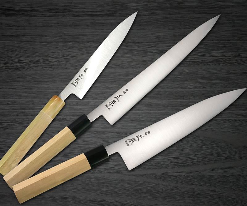 Kanetsune KC-950 DSR-1K6 Stainless Hammered Japanese Chef's Knife SET  (Gyuto180-Slicer210-Santoku-Vegetable-Petty-Mini Deba)