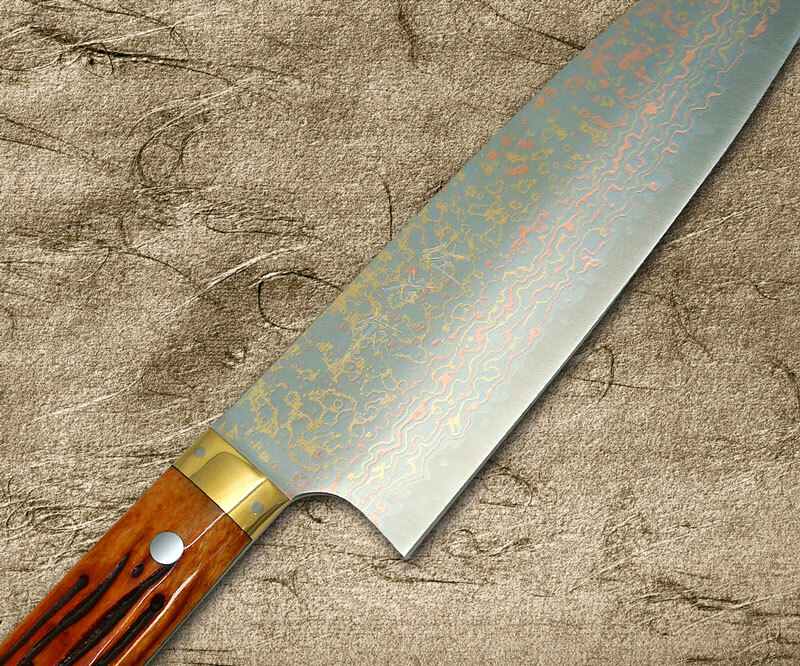 Couteau artisanal Japonais Takeshi Saji - Santoku VG10 16,5 cm - Rainbow -  Couteau Nippon