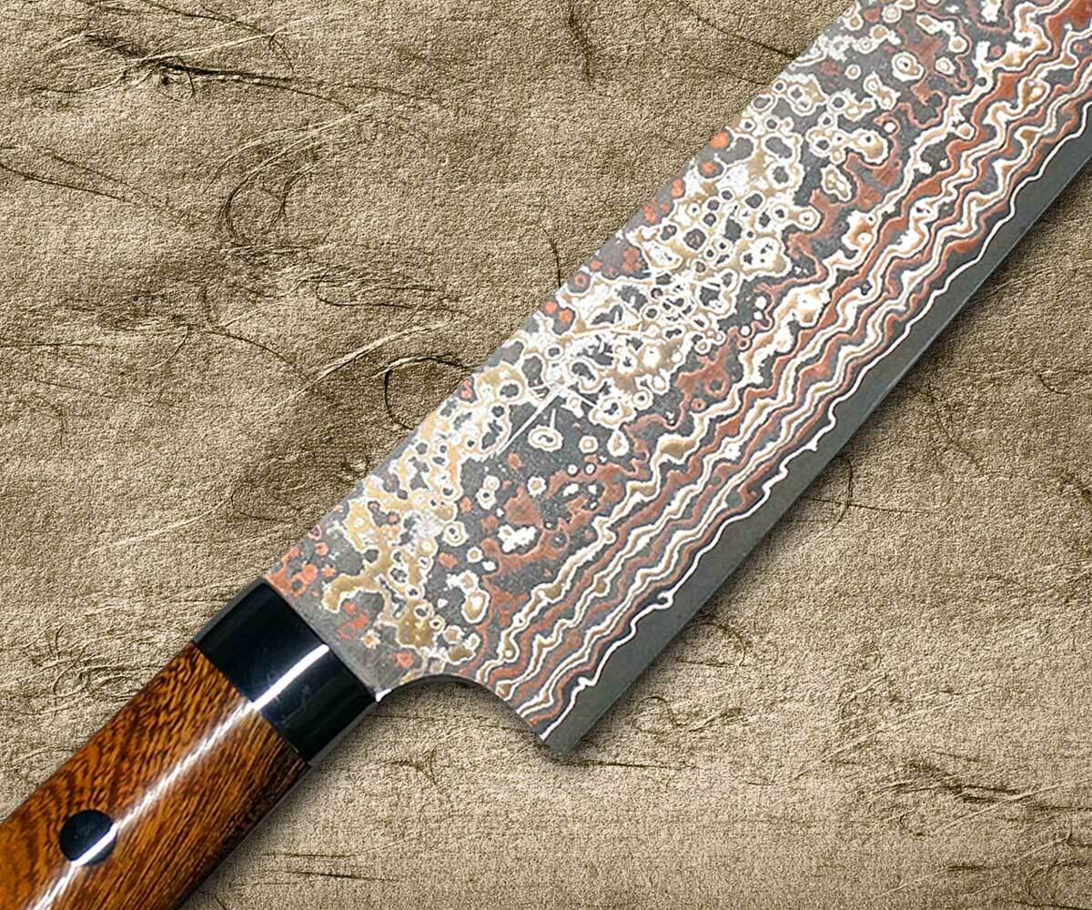 Cuchillo Japones Takeshi Saji Bunka Iron Wood Nickel Damascus HA