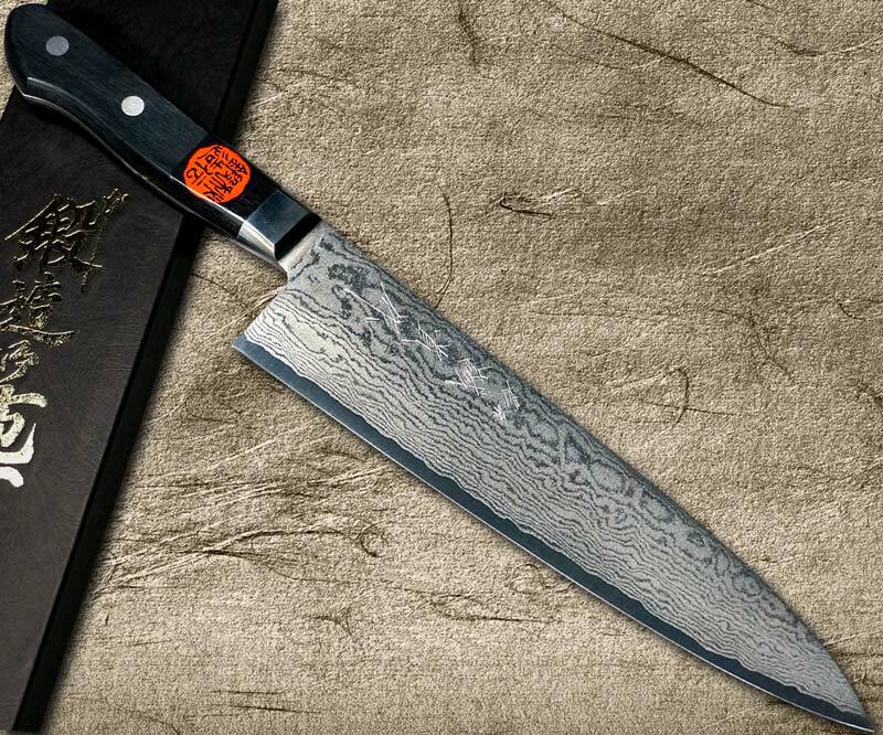Shigeki Tanaka Ginsan Silver 3 Stainless Steel Japanese Chef's Hakata Knife  180mm with Ebony Handle