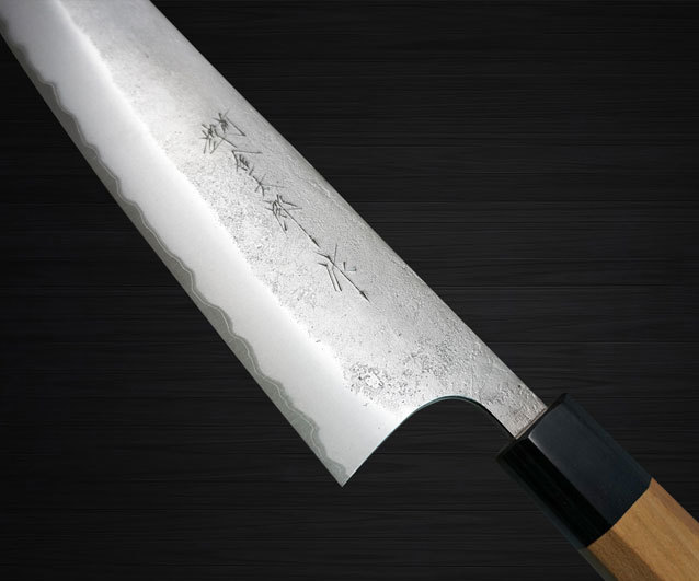 Japanese kitchen knife Yoshimi Kato Petty Aogami Super S/S clad Cherry  D-901 15cm for sale