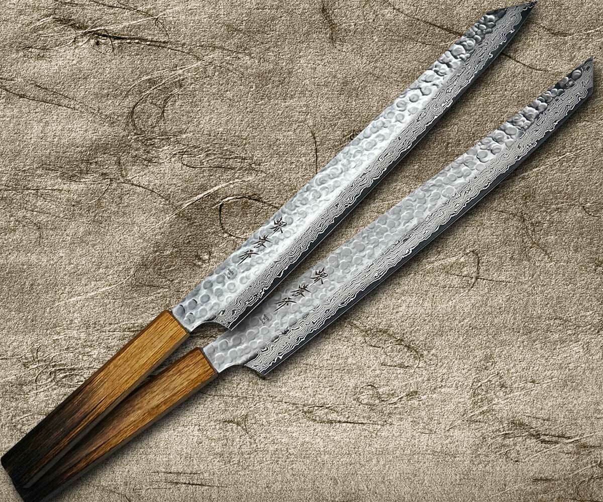 Mitsumoto Sakari 8 inch Japanese Gyuto Chef Knife, Professional Hand Forged Japanese Meat Knife, AUS-10 Premium Damascus Steel Kitchen Cooking Knife