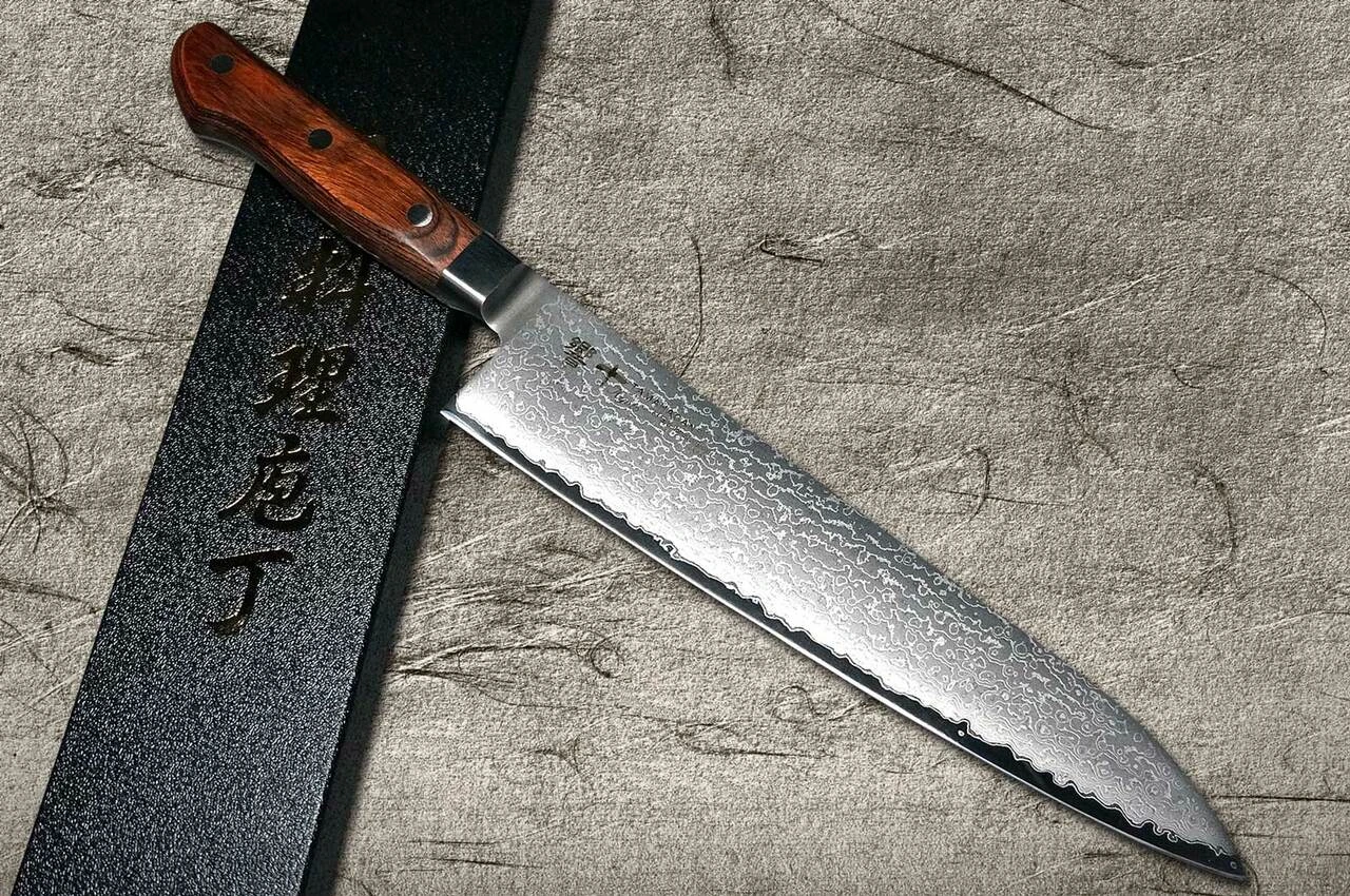 （94）✿特価★唐津焼★岸岳窯★タタキ茶壺★破魔オマケ付き★ Tamahagane Kyoto 63 Layer-Damascus Wood Handle Japanese Chef's
