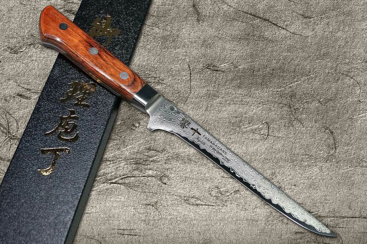 Tamahagane Kyoto 63 Layer-Damascus Wood Handle Japanese Chef's Boning Knife  160mm
