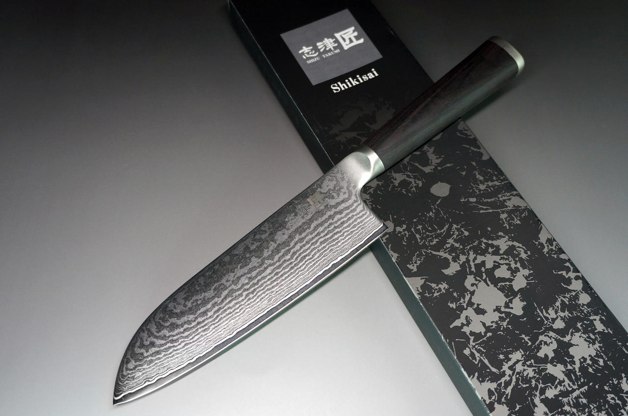 Shikisai MIYAKO 33 Layer Damascus (AUS8) Japanese Chef's Santoku