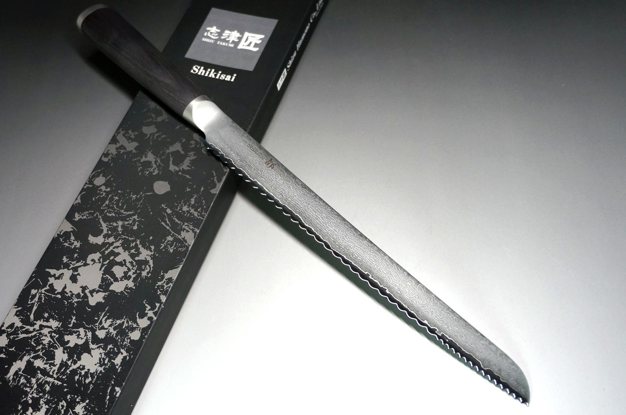 色彩宫古33层大马士革（AUS8）日本厨师的面包切片器230毫米| 日本刀