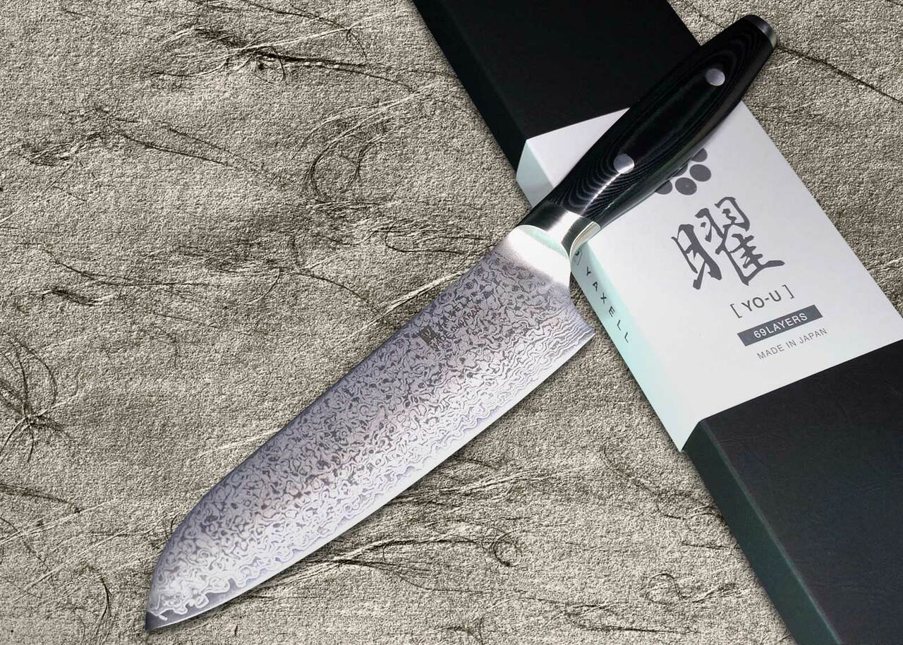 Yaxell YO-U 69-Layer VG-10 Damascus Japanese Chef's Santoku Knife