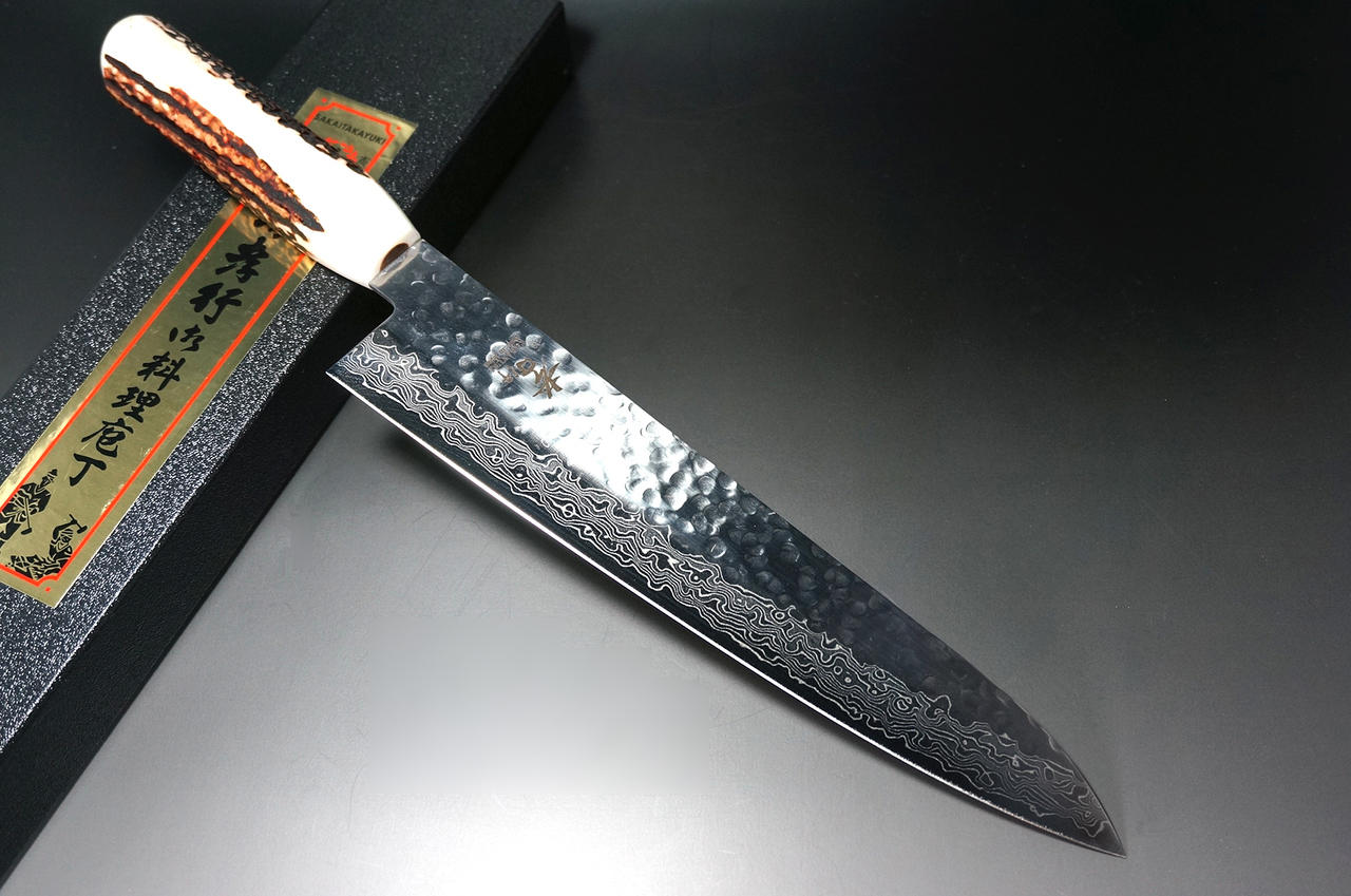 Sakai Takayuki 33-Layer VG10 Damascus Hammered Japanese Chef's Knife SET in Gift  Box (Kengata-Gyuto 190mm - Slicer 240mm - Petty 150mm - Attache Case)