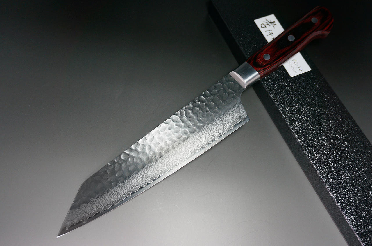 Sakai Takayuki 33-Layer VG10 Damascus Hammered Japanese Chef's Kengata-Gyuto  Knife 190mm