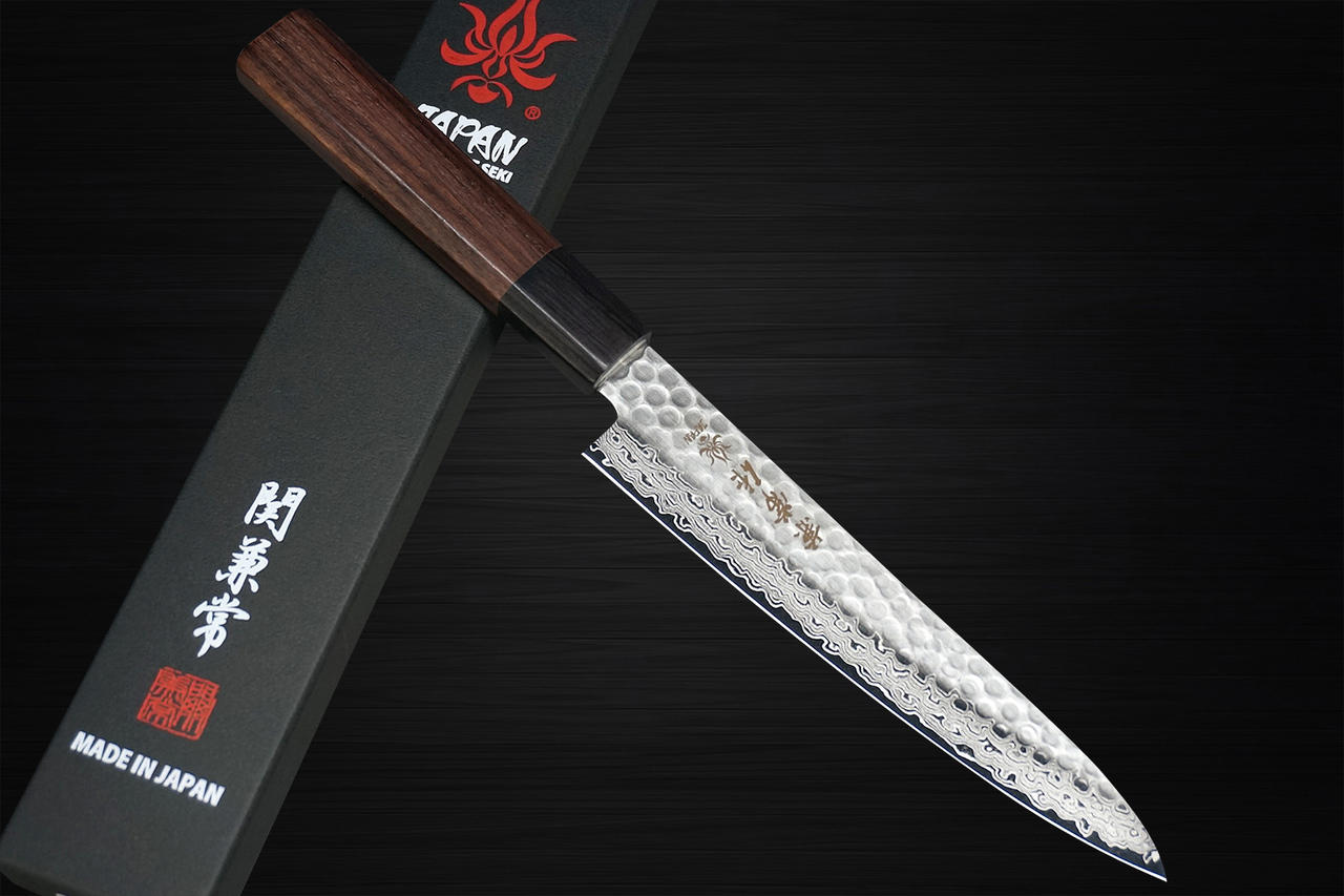 Kanetsune KC-910 AUS10 45-Layer Damascus Hammered Japanese Chef's Petty  Knife(Utility) 150mm