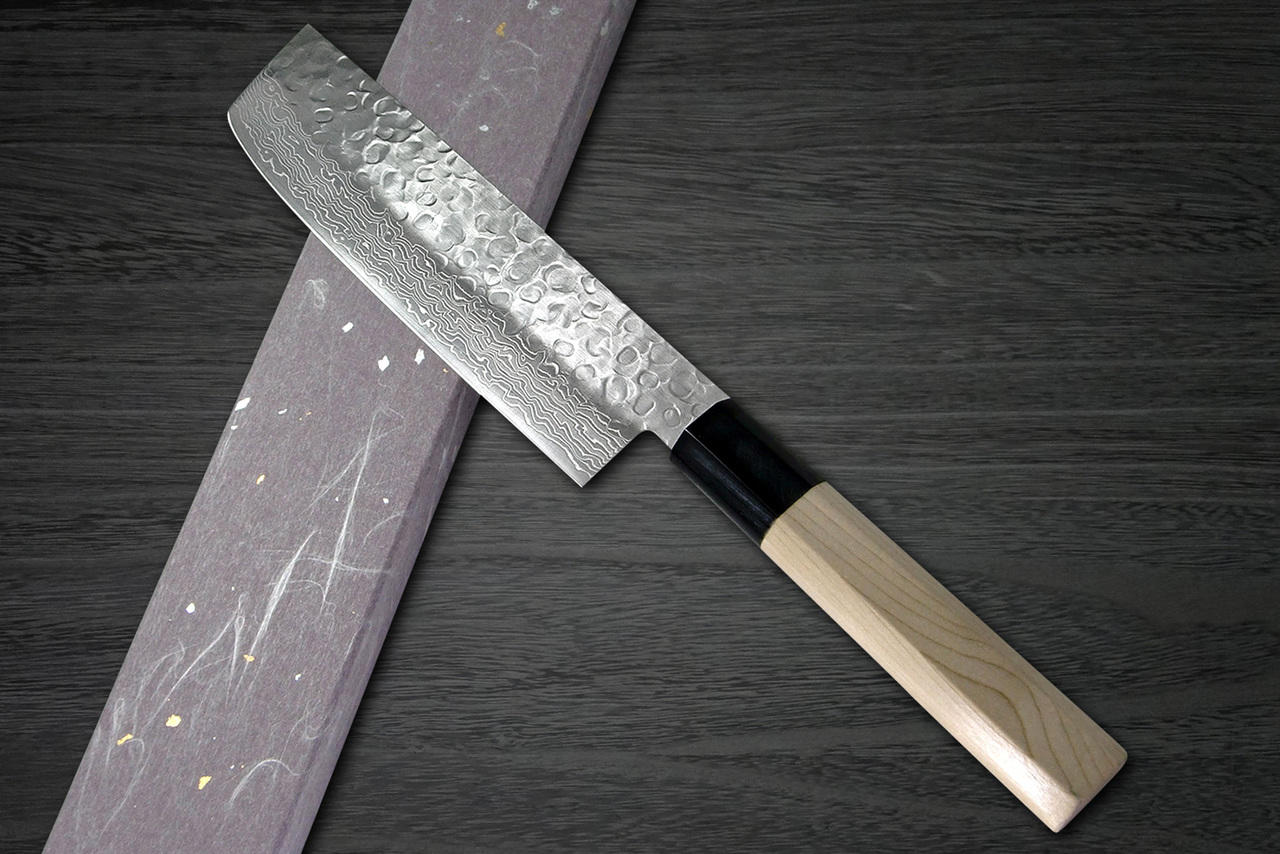 Sakai Takayuki Japanese Knife Set Damascus 45 Layer Petty Knife 150mm  (5.9) Nakiri Vegetable Knife 160mm (6.3)