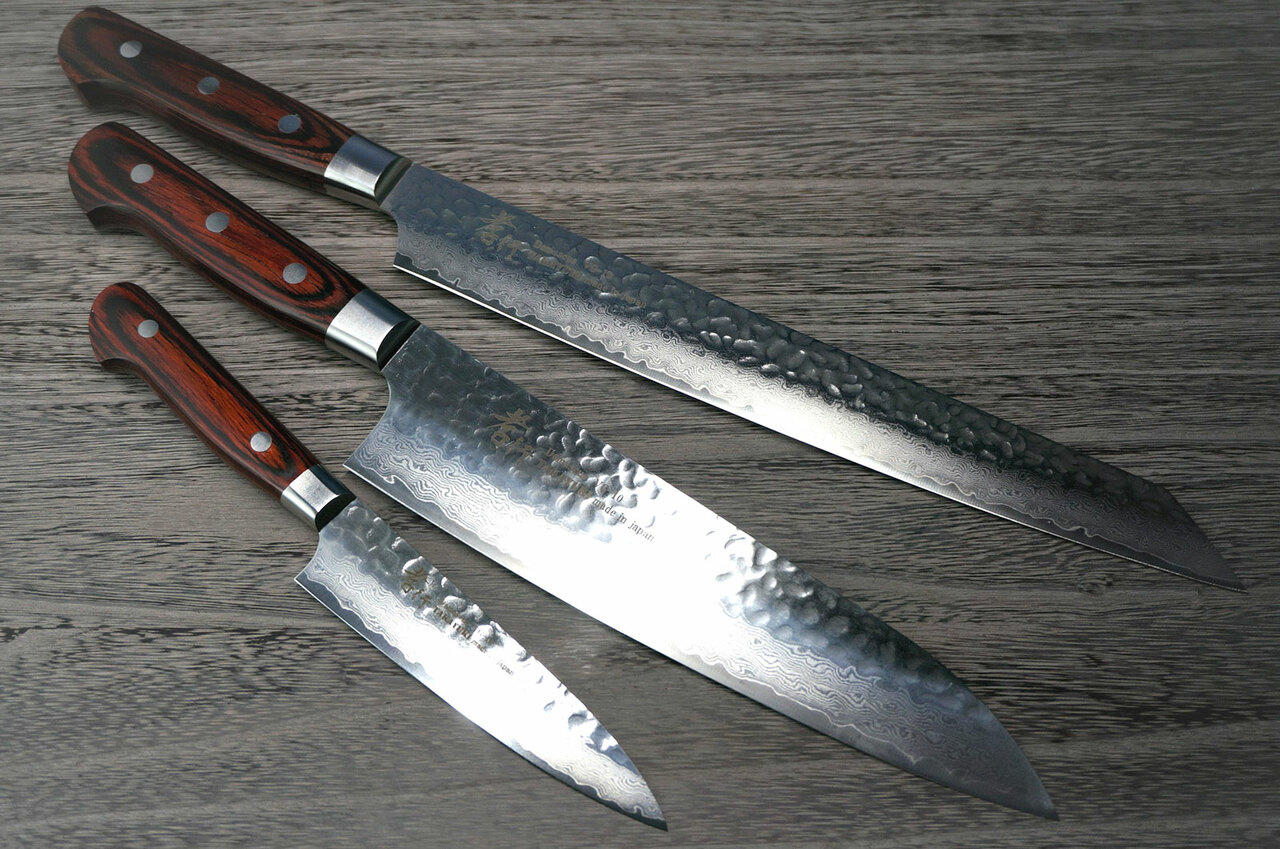 堺孝行33层VG10大马士革锤击日本厨师刀套装（行头210mm - 柳叶桐
