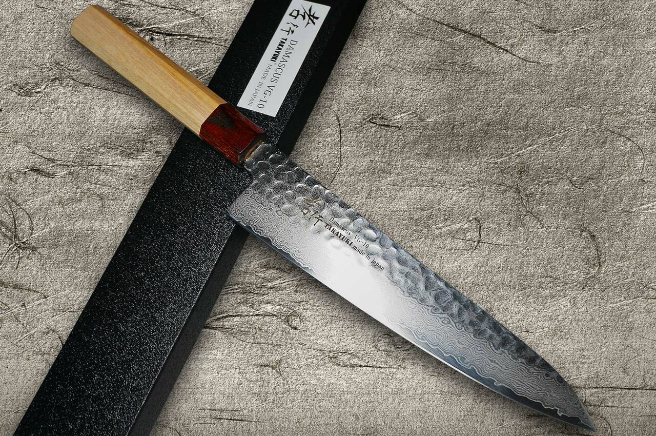 Sakai Takayuki VG10 33 Layer Damascus Gyuto Japanese Knife 210mm Keyaki (Japanese Elm) Handle