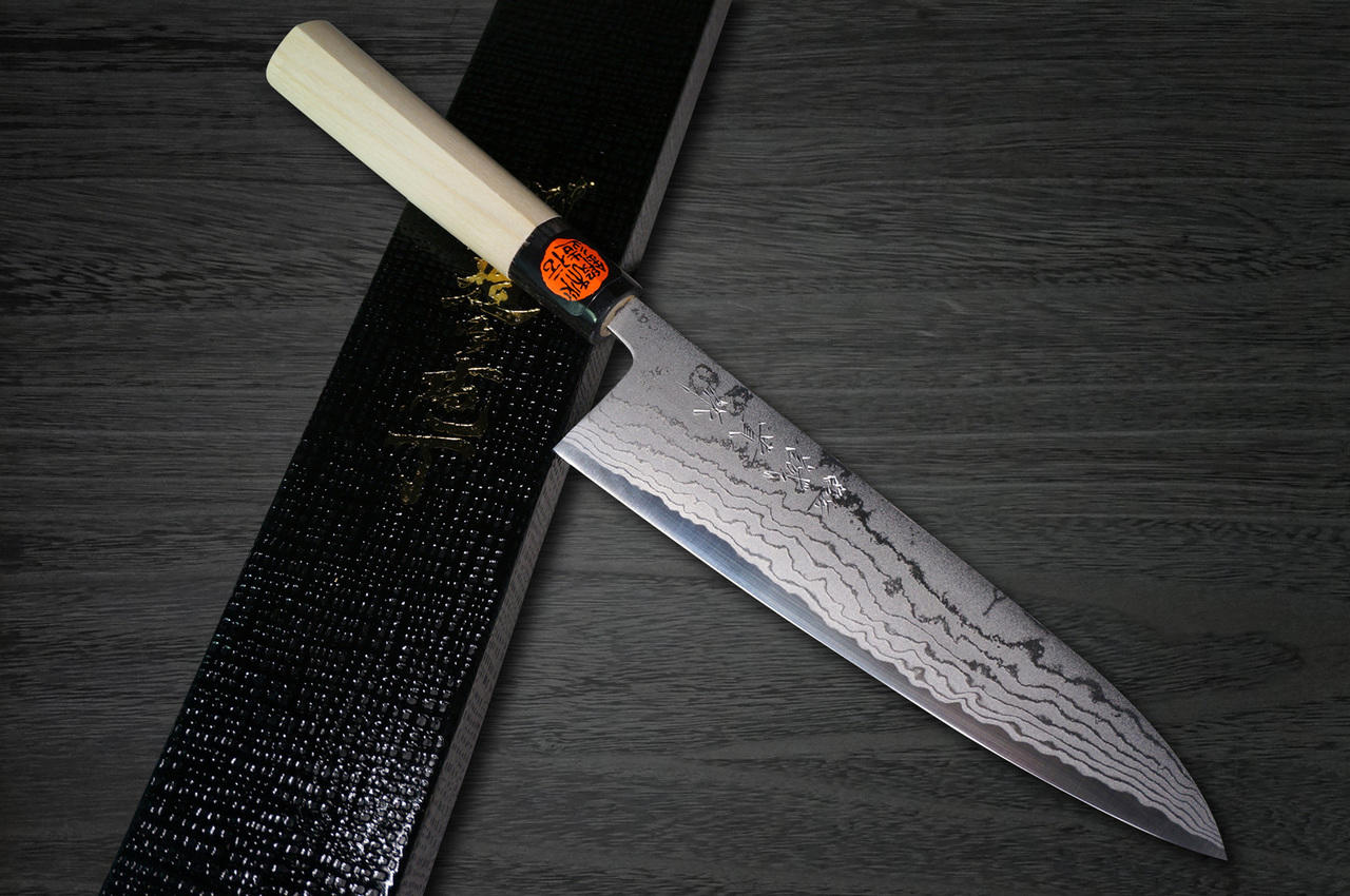 Shigeki Tanaka Aogami No.2 Damascus MB Japanese Chefs Gyuto Knife 210mm with Magnolia Wood Handle