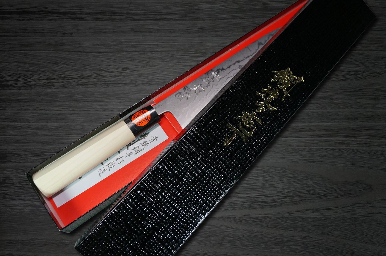 Shigeki Tanaka Aogami No.2 Damascus MB Japanese Chefs Gyuto Knife 210mm with Magnolia Wood Handle