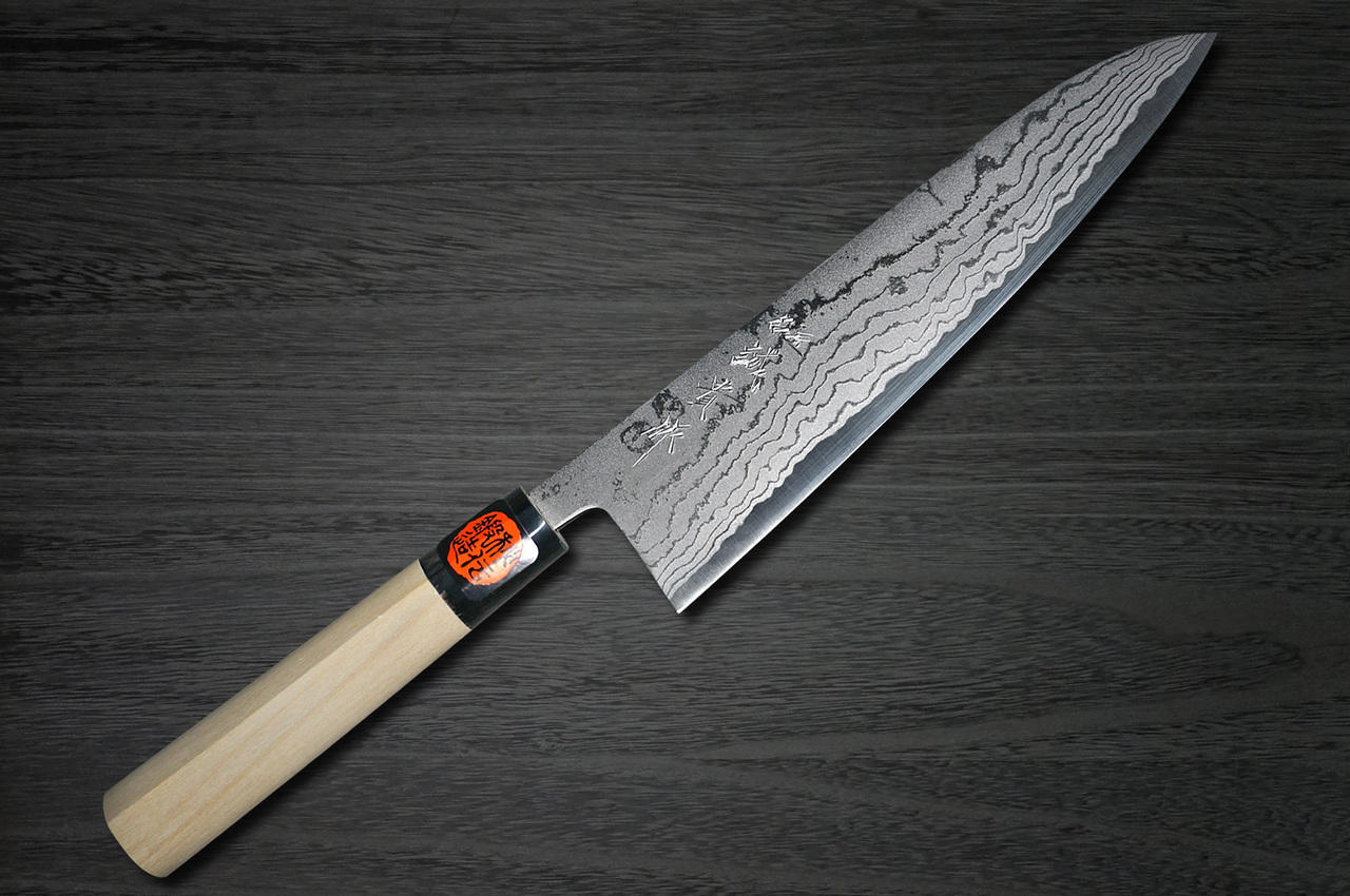 Shigeki Tanaka Aogami No.2 Damascus MB Japanese Chefs Gyuto Knife 210mm with Magnolia Wood Handle